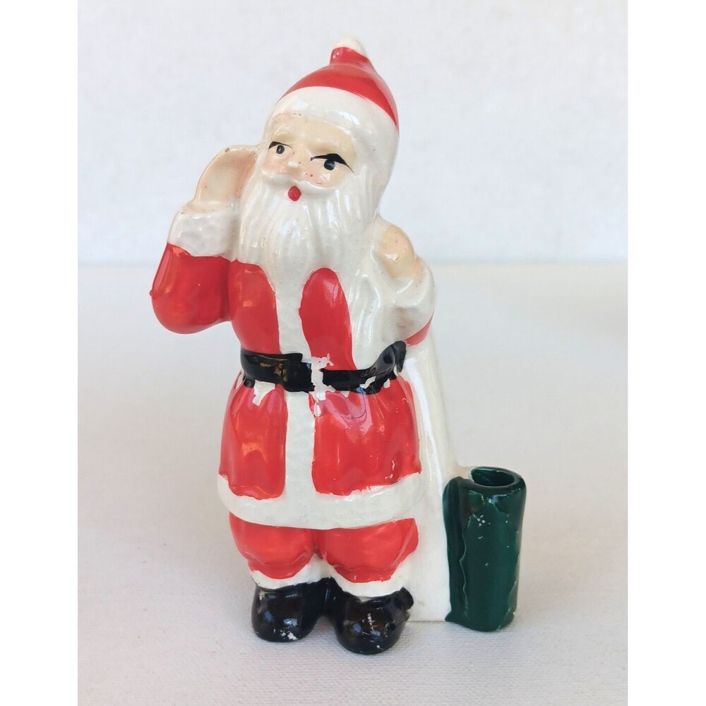 Vintage Windsor Japan Christmas Santa Bud Vase or Toothpick Holder Figurine